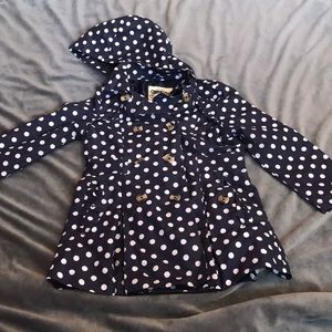 Navy and white polka dot jacket